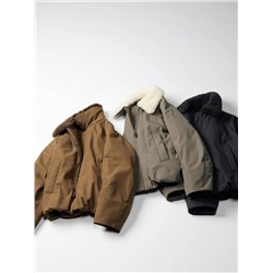 Теплая куртка со съёмным меховым воротником унисекс в стиле Uniql*o