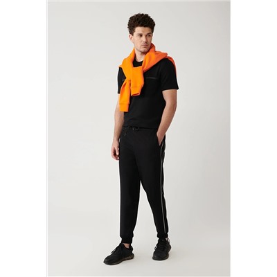 Avva Erkek Siyah Yandan Cepli Interlok Kumaş Biyeli Standart Fit Rahat Kesim Standart Kesim Jogger Eşofma A32Y3495