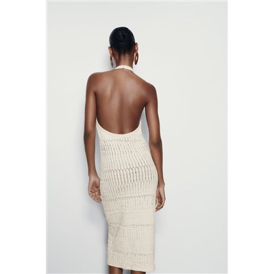 FITTED KNIT HALTER DRESS