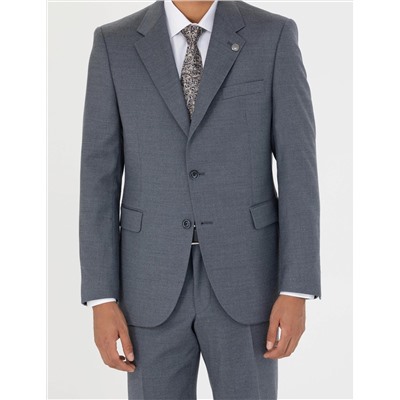 %100 Yün Mavi Slim Fit Takım Elbise