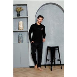 AHENGİM Erkek Pijama Takımı Interlok Omuz Ara Biyeli Ekoseli Pamuklu Mevsimlik M70132275 1-2-10001218