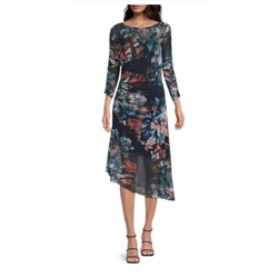 CALVIN KLEIN Floral Ruched Midi-Dress