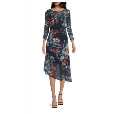 CALVIN KLEIN Floral Ruched Midi-Dress