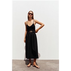 CONTRAST MIDI DRESS WITH BELT