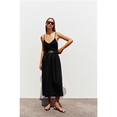 CONTRAST MIDI DRESS WITH BELT