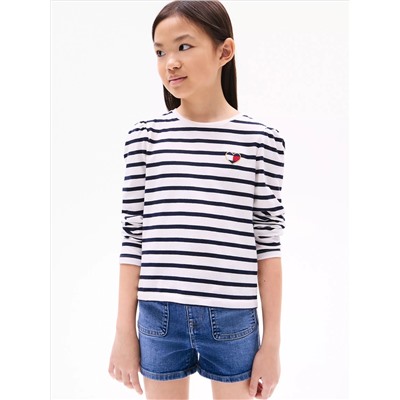 Kids' Stripe Puff-Shoulder T-Shirt