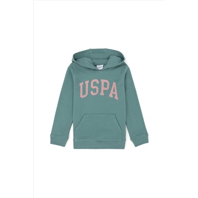 Kız Çocuk Mint Basic Kapüşonlu Sweatshirt
