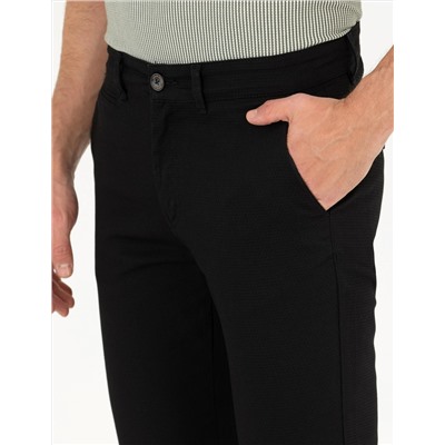 Siyah Slim Fit Kanvas Pantolon