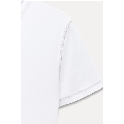 T-SHIRT WITH CONTRASTING RIBBED TRIMS