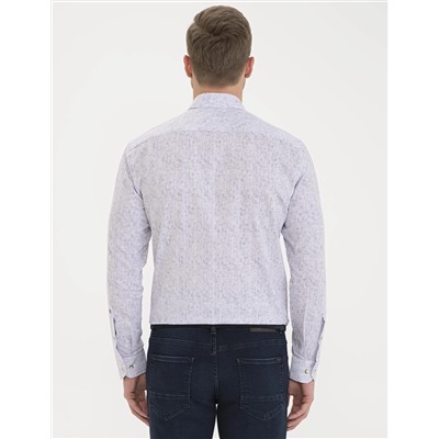 Mor Slim Fit Uzun Kollu Gömlek
