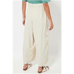 Pantalón wide leg cargo 7/8 cintura alta - Beige