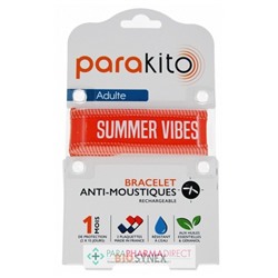 Parakito Bracelet Anti-Moustiques Rechargeable Adulte Good Vibes Orange "Summer Vibes"