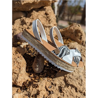 AB. ZAPATOS CRUZ/YUTE · blanco zebra