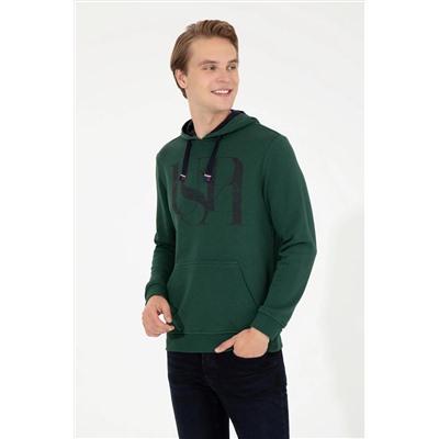 Erkek Yeşil Kapüşonlu Sweatshirt