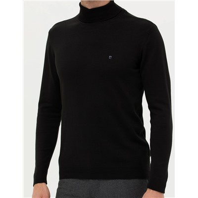Siyah Slim Fit Balıkçı Yaka Basic Triko Kazak