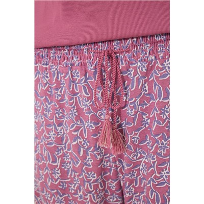 Pijama largo manga corta algodón rosa