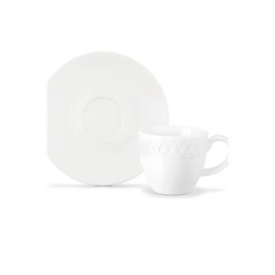 Loris 2 Kişilik Kahve Fincan Takımı - Beyaz - 90 ml