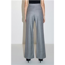 Pantalón palazzo de lana de tiro alto - Gris jaspeado
