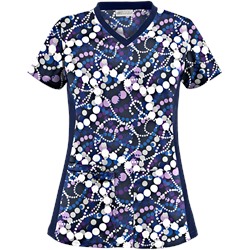 UA Mardi Gras Navy Print Scrub Top