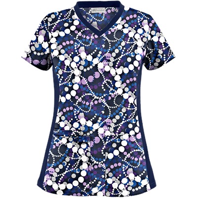 UA Mardi Gras Navy Print Scrub Top