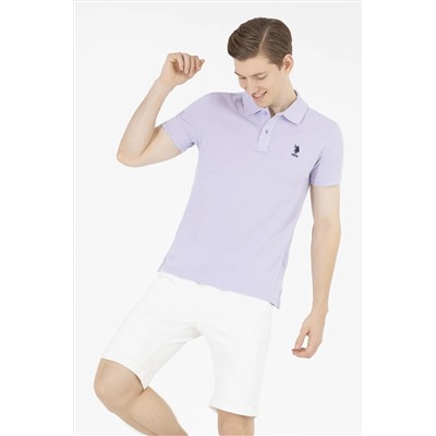 Erkek Lila Basic Polo Yaka Tişört