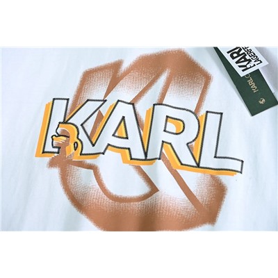 Дышащая хлопковая футболка со смещенным рисунком KARL LAGERFEL*D ОРИГИНАЛ!