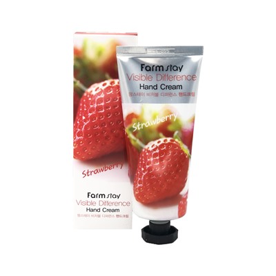 FarmStay Visible Difference Hand Cream Strawberry Увлажняющий крем для рук с экстрактом клубники 100г