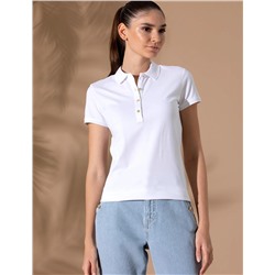 Beyaz Slim Fit Polo Yaka Basic Tişört