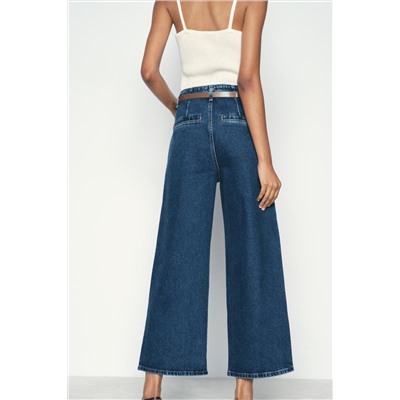 Z1975 WIDE-LEG CROPPED HIGH-WAIST BELTED JEANS