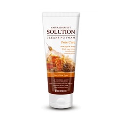 DEOPROCE NATURAL PERFECT SOLUTION CLEANSING FOAM BLACK SUGAR &amp; HONEY Пенка для умывания с экстрактами мёда и чёрного сахара 170г