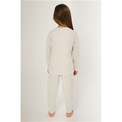 Kız Çocuk Krem Pijama Takımı