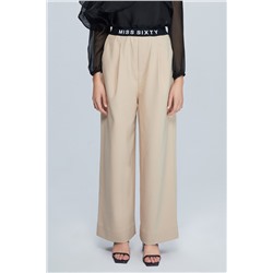 Pantalón palazzo de lana Beige