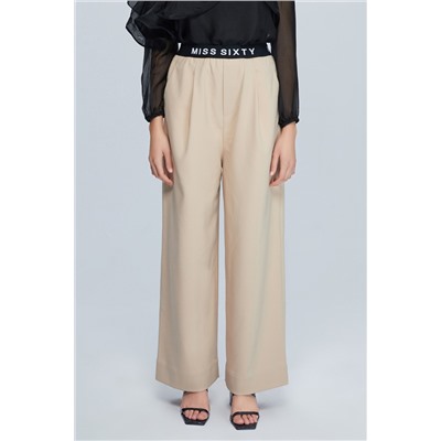 Pantalón palazzo de lana Beige