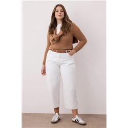 Beyaz Yüksek Bel Büyük Beden Baggy Jeans TBBAW26CJ00046
