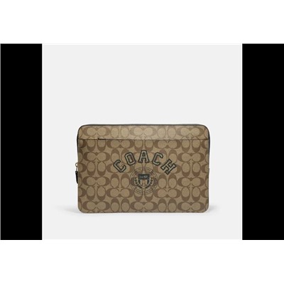 Laptop Sleeve In Signature Canvas With Coach Varsity