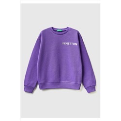 United Colors of Benetton Kız Çocuk 30F Benetton Logolu Sweatshirt Mor 223A3J68C10D0