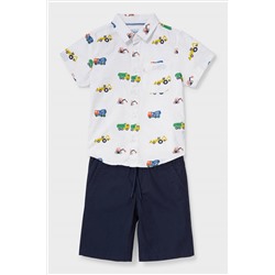 Set - Hemd und Shorts - Leinen-Mix