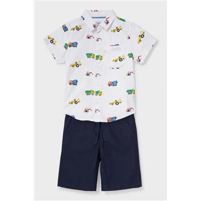 Set - Hemd und Shorts - Leinen-Mix