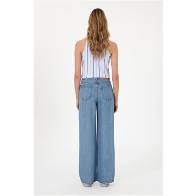 Kadın Açık Mavi Loose Fit Jean Pantolon