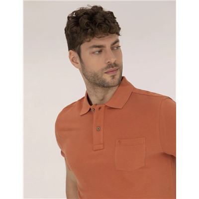 Kahverengi Regular Fit Polo Yaka Basic Tişört