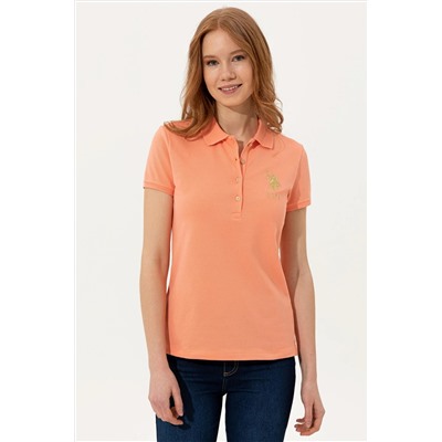 Kadın Somon Basic Polo Yaka Tişört