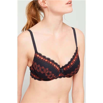 Sujetador con relleno Cherie Cherie - Negro y rojo teja