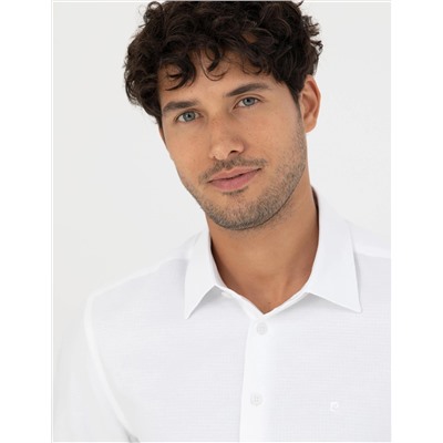 Beyaz Slim Fit Uzun Kollu Gömlek