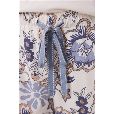 Pantalón largo 100% algodón flores