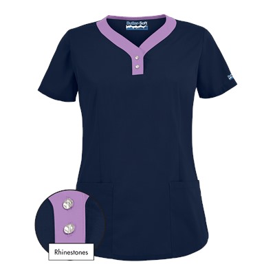 Butter-Soft Scrubs by UA™ Contrast Y-Neck Top