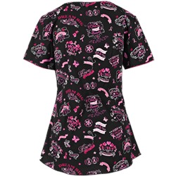 White Cross Scrubs Keep Calm And Fight On Print Top