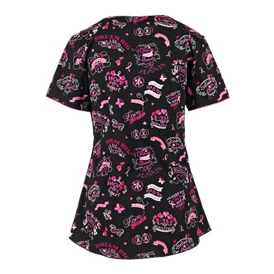 White Cross Scrubs Keep Calm And Fight On Print Top