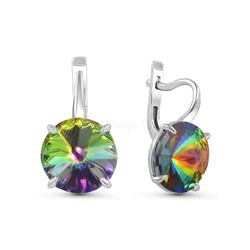 Серьги из серебра с кристаллами Swarovski родированные 925 пробы с-002р-001VM
