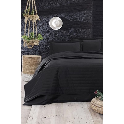 Ev & Ev Home Monart Kapitoneli Yatak Örtüsü Çift Kişilik Siyah Ep-018269