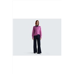 United Colors of Benetton Kadın Lila Boxy Fit Asimetrik Kesim Kazak 123P105FD105K-0K9